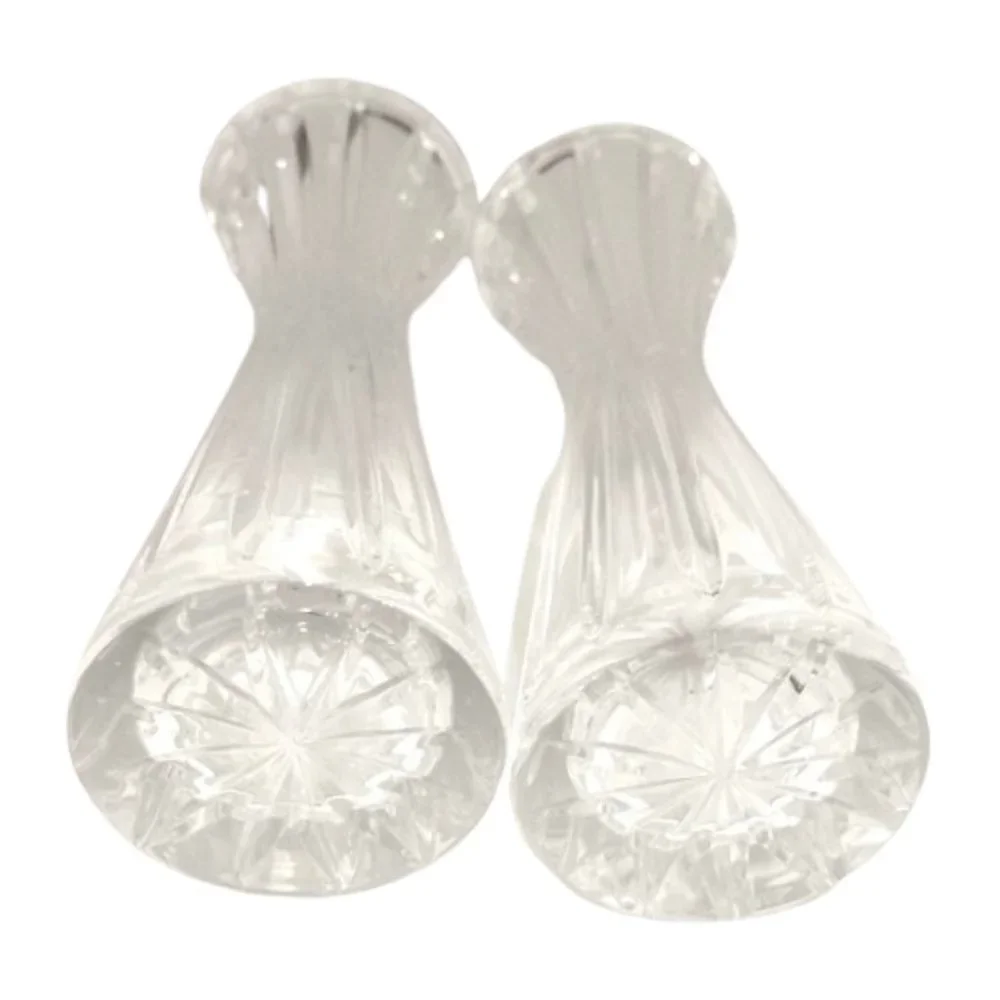 VINTAGE Pair of Matching Sparkling Crystal Bud Vases~ 6.4” tall - Picture 3 of 4